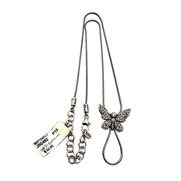 Brighton Silver Plated Butterfly Crystal Pendant 20 - 22 Inch Necklace - Picture 2 of 3